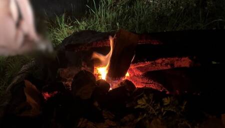 BOUNCING ON HIS FAT COCK NEXT TO THE CAMPFIRE!