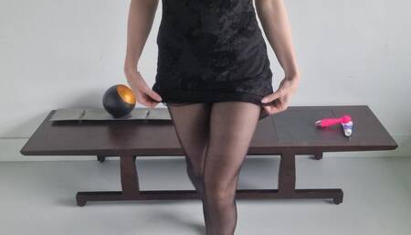 Wearing nylons to masturbate
