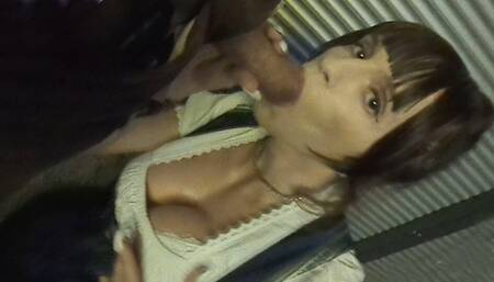 Sissyslut in Dirndl goes to the folk festival! Stroking, blowjob and cumshot on her tits!