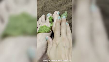 Playing with mint on my bed!???? My feet really smell like Mint now ????????