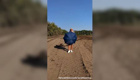 Outdoor naked walking with Public peeing