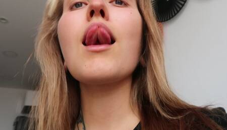 Tongue split tricks sloppy licking fetish