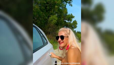 Outdoor stranger blowjob and fucking at the car