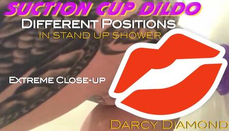 Stand up shower suction dildo fuck