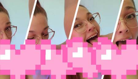 Close up sloppy deepthroat, cum all over my face and mouth.