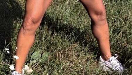 Public naked pee in outdoor