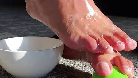 Foot model takes a bath