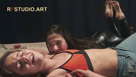 Leya in X-Position on Bed - Foot Licking and Tickling, Plus Intense Underarm Tickling by Xena and John (UHD 4K MP4)