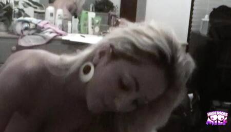 From His Point of View This Blonde Bimbo and Her Fake Tits Look Absolutely Gorgeous