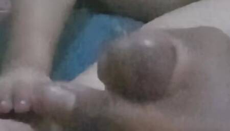 Cock jerking in front of new maid