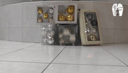 Christmas tree decorations under Chucks