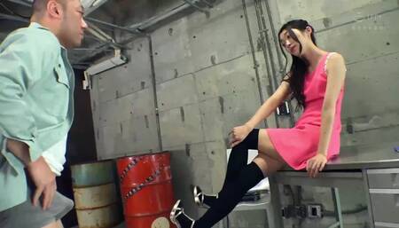 Knee-high girls' penis stomping and foot rubbing