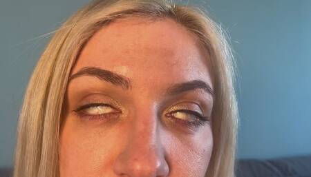 Sexy blonde rolling eyes