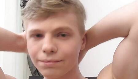 Skinny Blone James T Strips Off And Groans As He Jacks Off His Big Cock!