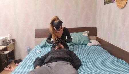 the crow and catwoman play with each other noses