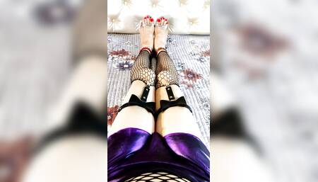 Young femboy Tora caresses herself lying on the bed. Transgender came from the club and wants to jerk off