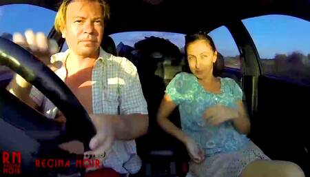 Young slut is hitchhiking. Domination in car. Blowjob and fucking in car.  S2