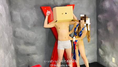 S woman's Halloween Chun-Li cosplay, tying up submissive men, and teasing them with her thighs and hoot job.