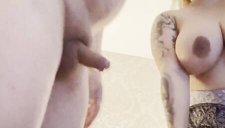 Skeleton face put his dick on teen mouth