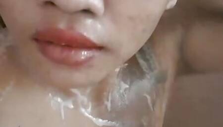 Hot Asian girl shower in bathroom