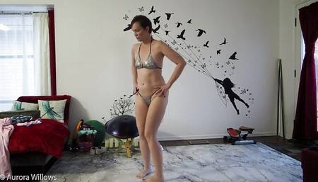 Goddess Aurora Willows Silver Bikini, Hip Circles and Camel Pose, Fashion Show of New Bikini at the End, Custom Order