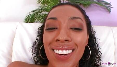 Curvy Ebony with Curly Hair Is Worshiping Big Cock and Giving Her All to It