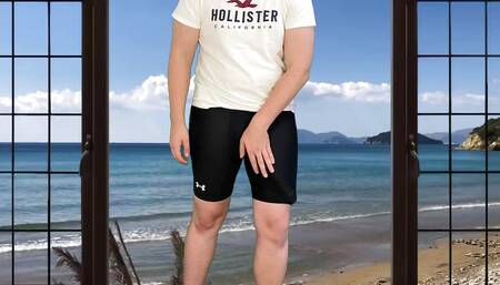 Massive cock cumshot in tight pants