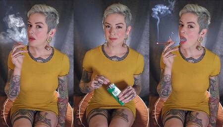 Lace Simply Smoking a More 120 in a Yellow Dress
