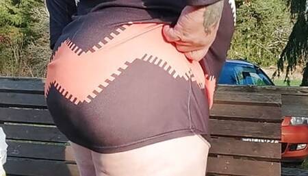 Outdoor strip wide open ass balls hanging