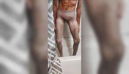 Cdmichelle wearing Boy shorts in the shower jacking off till  cum