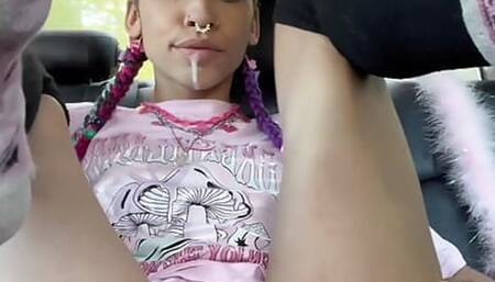 Wet ass pussy in the backseat