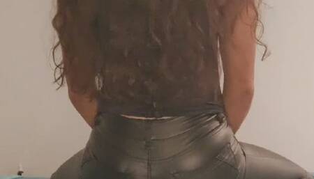 Ebony leather facesitting