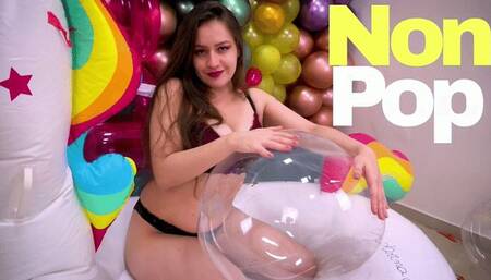 Alice Looner Playful Time on Her Inflatable Unicorn with Soft 24'' Bobo Balloons – A Non-Pop Fantasy! - 4K