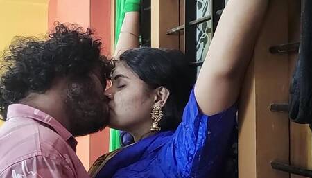 Kerala half saree BDSM hand on window and hot romance with pussy and ass lick romance, Mallu hot sex by Vaishnavy and Sharun Raj