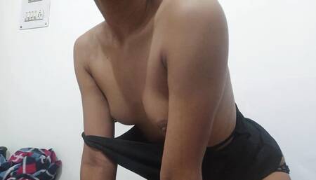 Indian school girl alone at home fingering