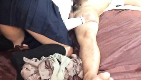 Date at boyfriend's house on a rainy day. Licking each other's body.