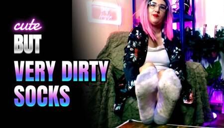 Lady Angela cute but very dirty socks red lipstick tattoed goddess glasses