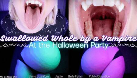Swallowed Whole by a Vampire at the Halloween Party - HD - The Goddess Clue, Bitten by a Seductive Vampire, Same Size Vore, Belly Fetish, Jiggling, Public Digestion while Dancing at the Party, Halloween Themed