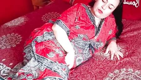 Hot Indian stepmom masturbates in front of stepson - POV stepmom orgasm