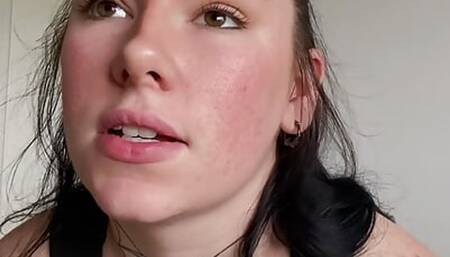 British teen does JOI dirty talk whilst oiled up and spanking