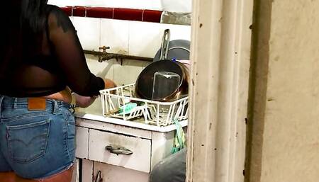 He came home and my wife left HER SISTER alone, in a TINY SHORTS, first she didn't want to even so she managed to put it in