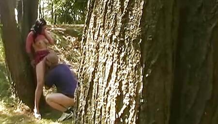 Slutty German babes fucked in the woods