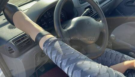 Alisa with summer heels revs hard