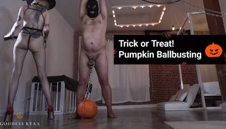 Trick or Treat! Pumpkin Ballbusting - Femdom Witch Punishing the Gimp - 4K MP4