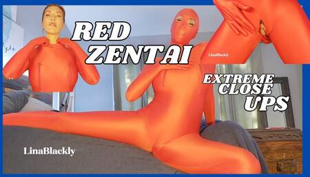 Red Zentai makes Lina a Horny Slut