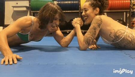 Part 1 Kiniku vs Newcomer L’aDios in a competitive arm wrestling match