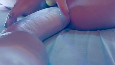 Milf wife cums using big dildo