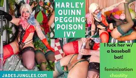 Harley Quinn Pegging & Fucking Sissy Poison Ivy W Baseball Bat!