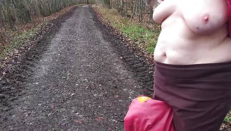 Painful nipple pulling in the woods