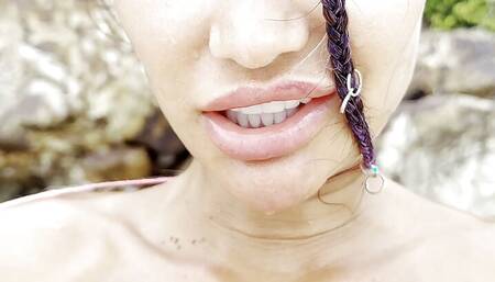 Monika Fox Swims in Sea and Fucks Pussy with a Big Dildo on a White Sand Beach